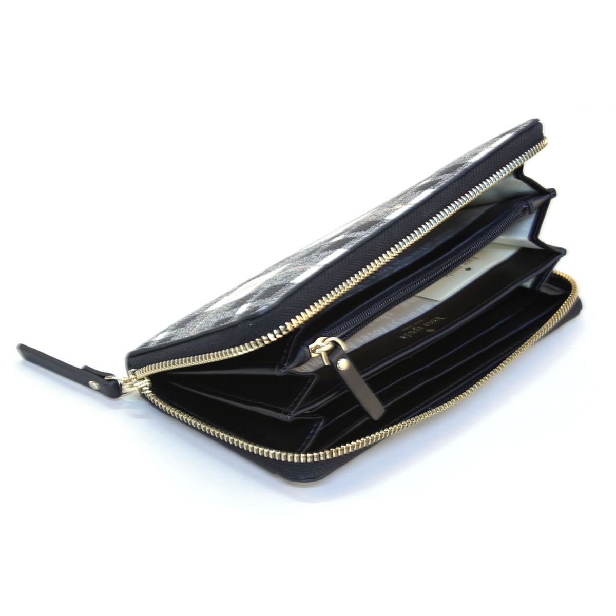 ケイトスペード Kate Spade PWRU5133 264 Light Shale Multi チェック柄 ラウンドファスナー長財布 Farimont Square Lacey