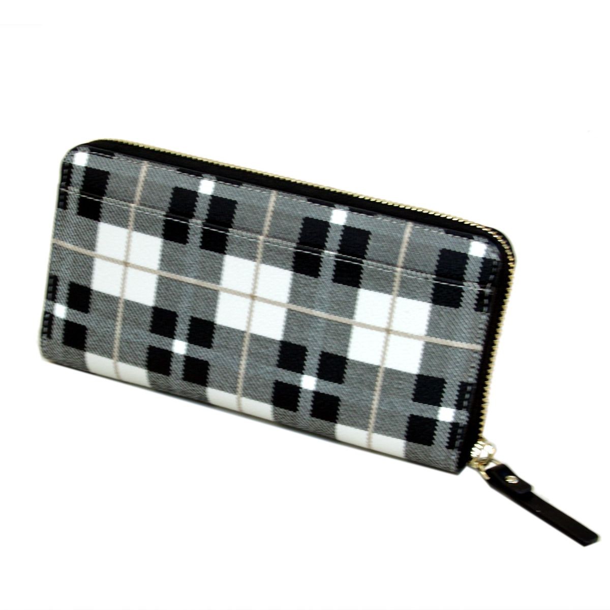 ケイトスペード Kate Spade PWRU5133 264 Light Shale Multi チェック柄 ラウンドファスナー長財布 Farimont Square Lacey