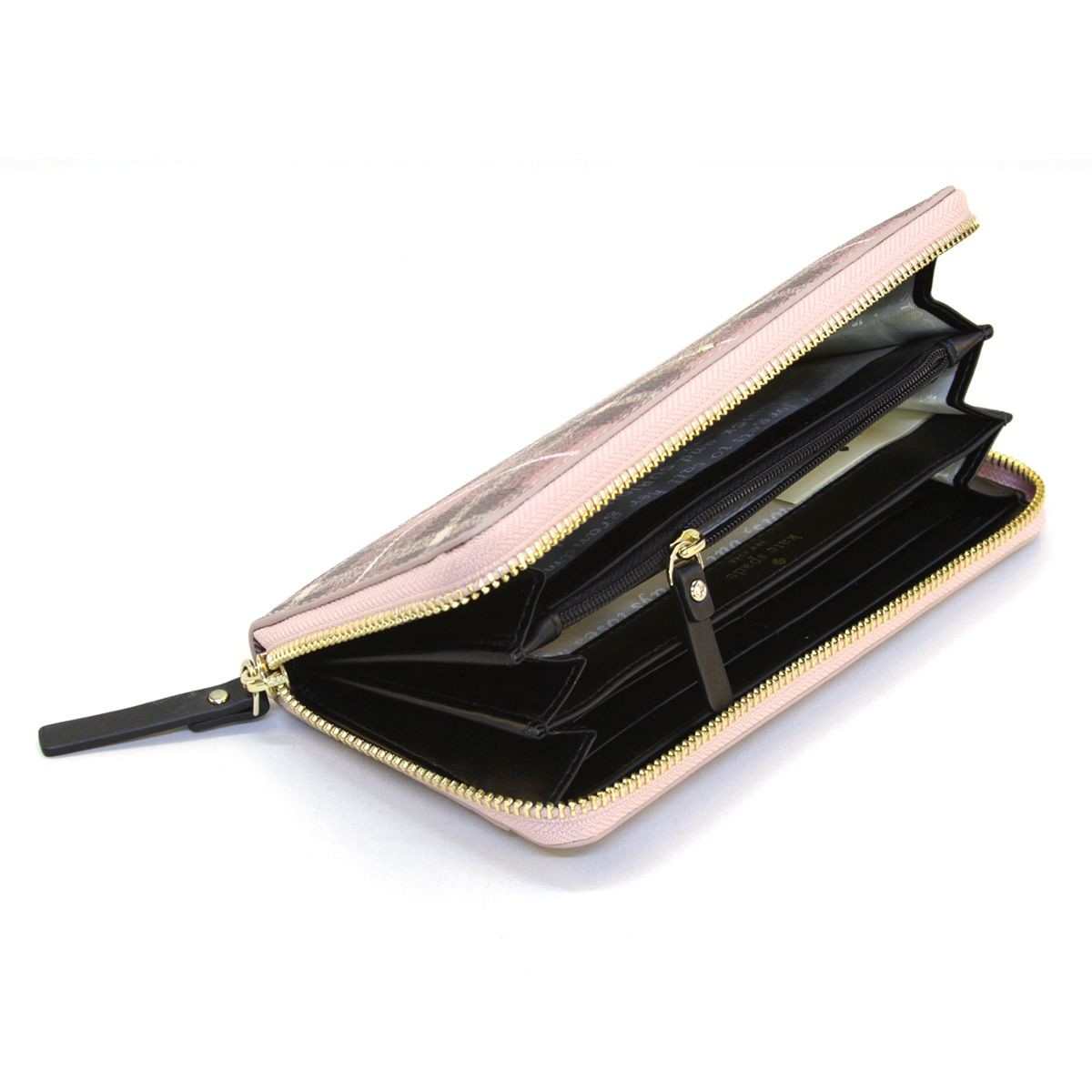 ケイトスペード Kate Spade PWRU5133 654 Pink Bonnet Multi チェック柄 ラウンドファスナー長財布 Farimont Square Lacey