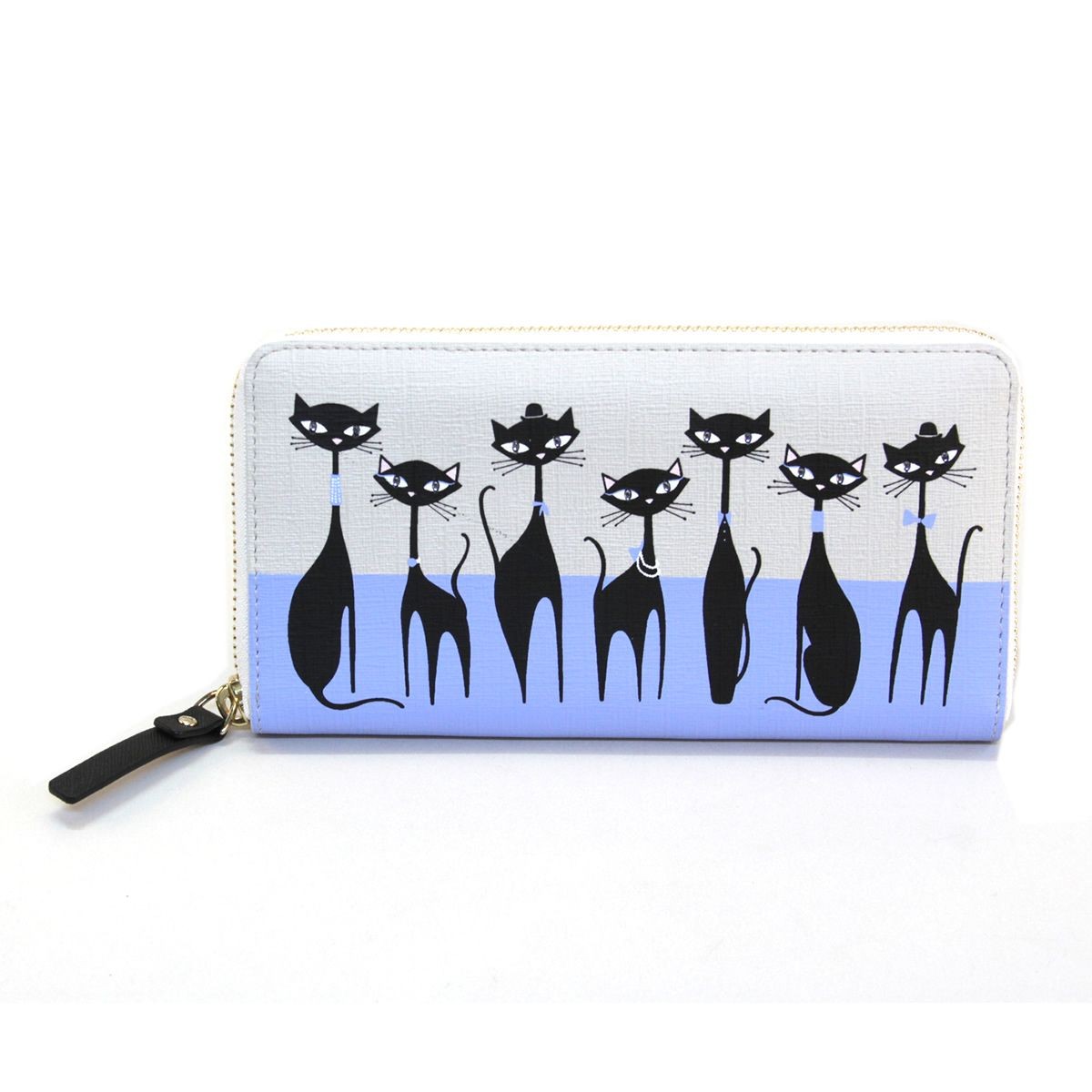 ケイトスペード Kate Spade PWRU5147 098 Black Multi 猫 ネコプリント ビジューアイ ラウンドファスナー長財布 Jazz Things Up Jazz Cats Lacey