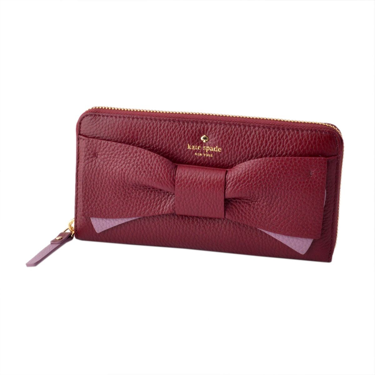 ケイトスペード Kate Spade PWRU4854 649 リボンモチーフ 内外バイカラー ラウンドファスナー長財布 EDEN LANE lacey