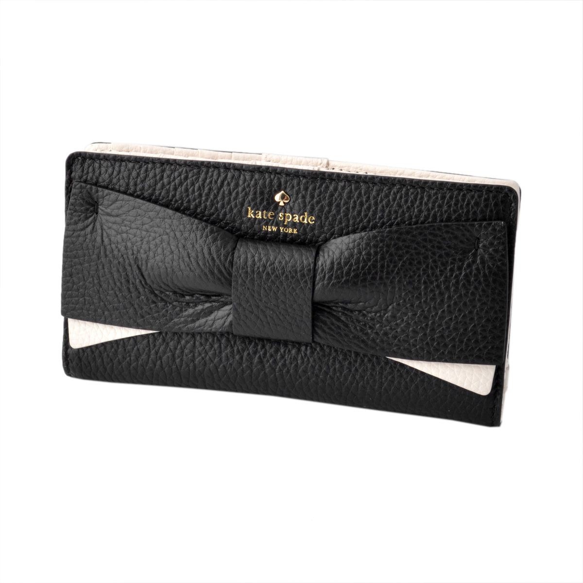 ケイトスペード Kate Spade PWRU4855 067 リボンモチーフ  内外バイカラー 背面ファスナー小銭入れ＆定期入れ付 二つ折り長財布 EDEN LANE stacy
