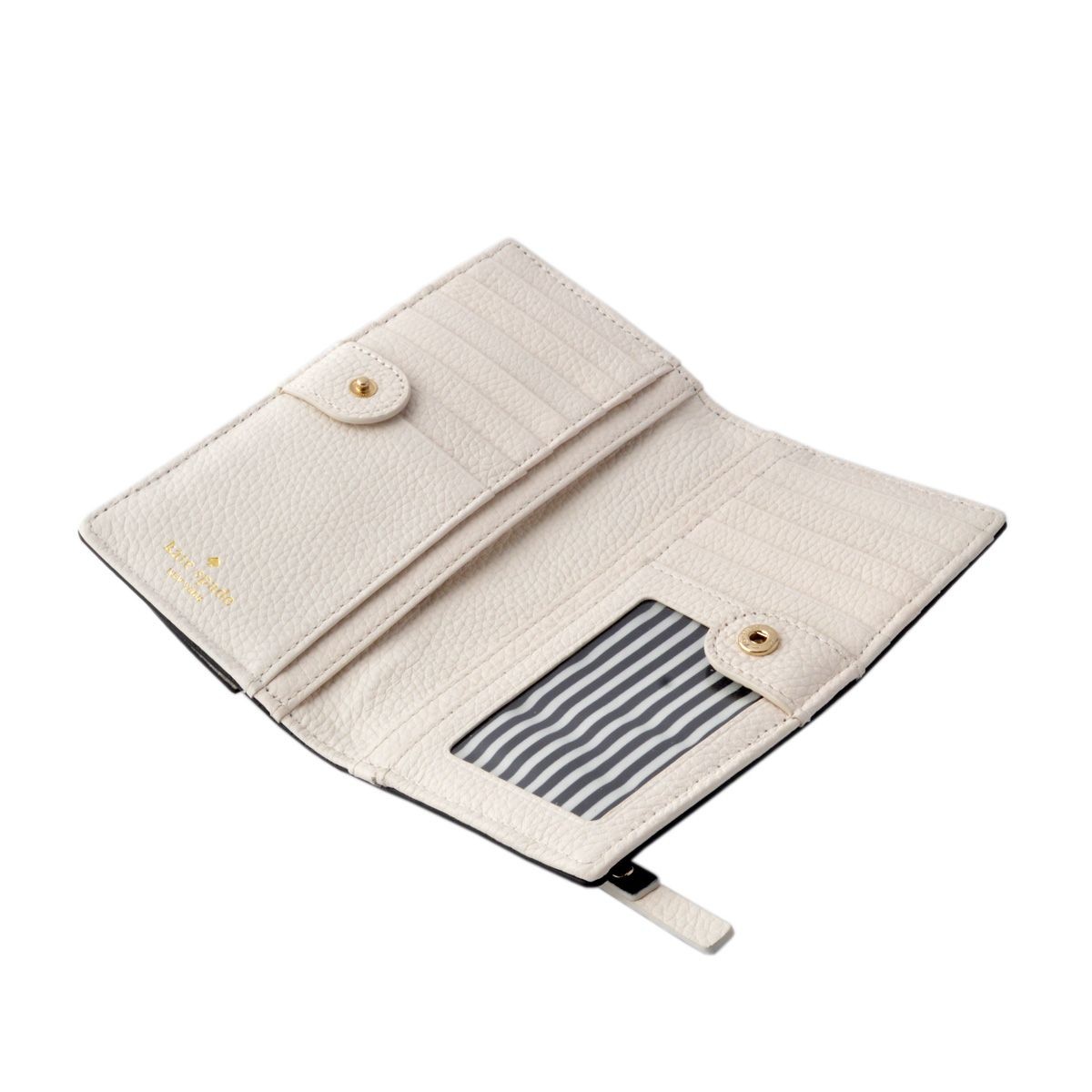 ケイトスペード Kate Spade PWRU4855 067 リボンモチーフ  内外バイカラー 背面ファスナー小銭入れ＆定期入れ付 二つ折り長財布 EDEN LANE stacy