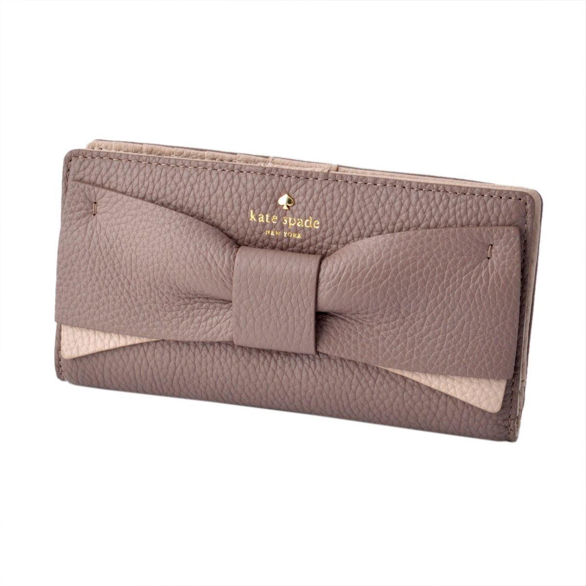 ケイトスペード Kate Spade PWRU4855 225 リボンモチーフ  内外バイカラー 背面ファスナー小銭入れ＆定期入れ付 二つ折り長財布 EDEN LANE stacy