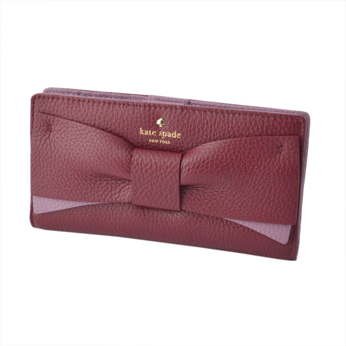 ケイトスペード Kate Spade PWRU4855 649 リボンモチーフ  内外バイカラー 背面ファスナー小銭入れ＆定期入れ付 二つ折り長財布 EDEN LANE stacy