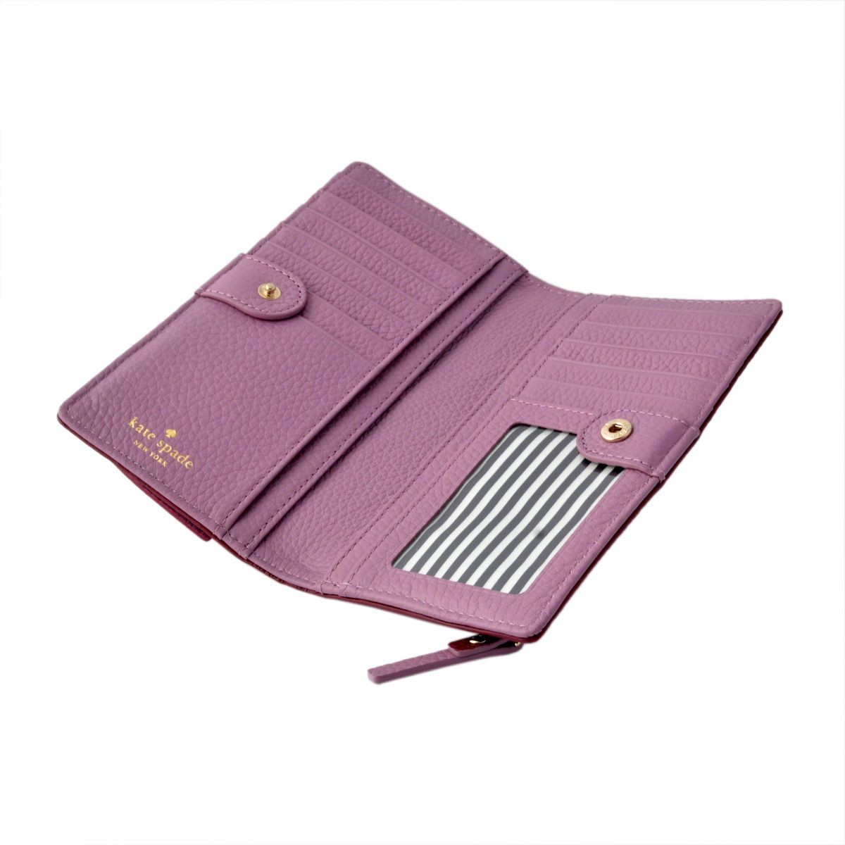 ケイトスペード Kate Spade PWRU4855 649 リボンモチーフ  内外バイカラー 背面ファスナー小銭入れ＆定期入れ付 二つ折り長財布 EDEN LANE stacy