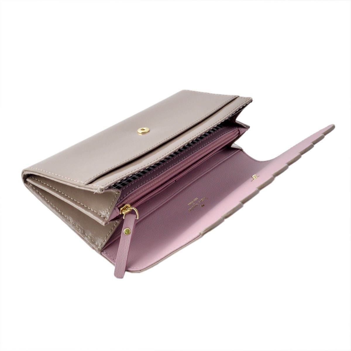 ケイトスペード Kate Spade PWRU5165 226 スカラップデザイン 内外バイカラー　二つ折り長財布 LILY AVENUE PATENT cindy