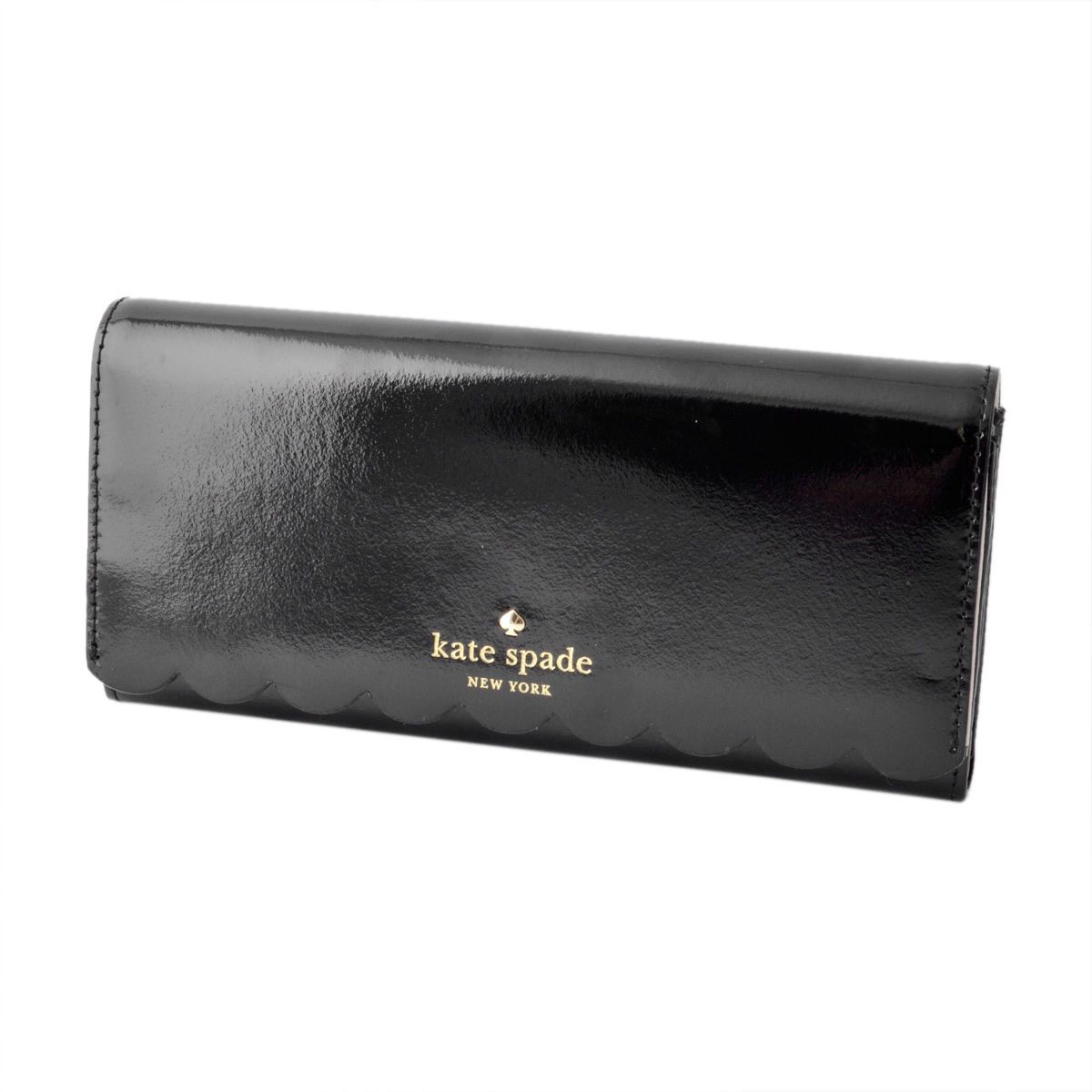 ケイトスペード Kate Spade PWRU5165 290 スカラップデザイン 内外バイカラー　二つ折り長財布 LILY AVENUE PATENT cindy