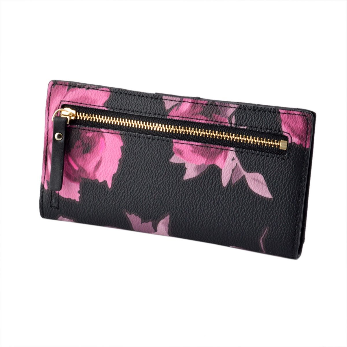 ケイトスペード Kate Spade PWRU5234 098 ローズプリント 背面ファスナー小銭入れ＆定期入れ付 二つ折り長財布 HAWTHORNE LANE ROSES stacy