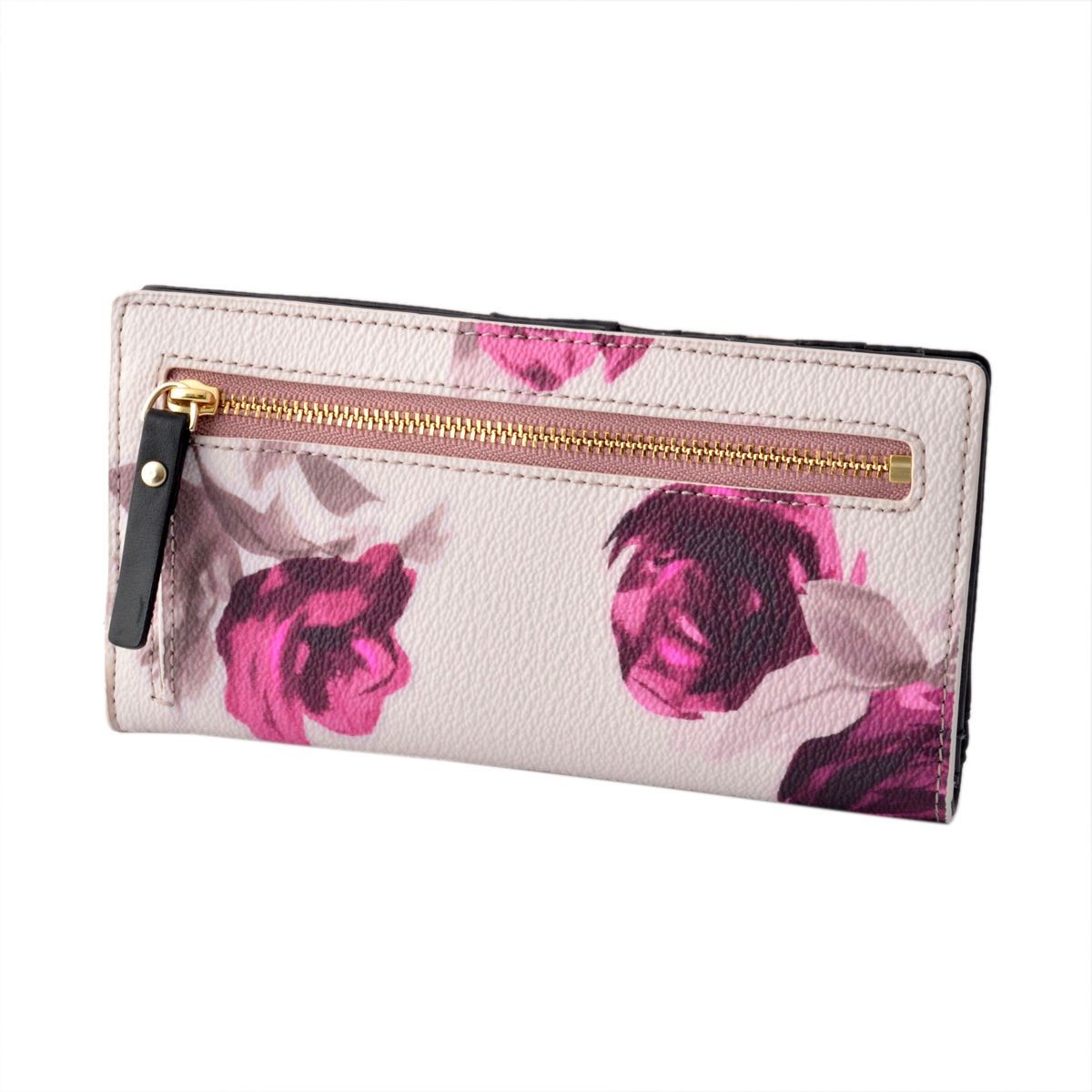 ケイトスペード Kate Spade PWRU5234 515 ローズプリント 背面ファスナー小銭入れ＆定期入れ付 二つ折り長財布 HAWTHORNE LANE ROSES stacy