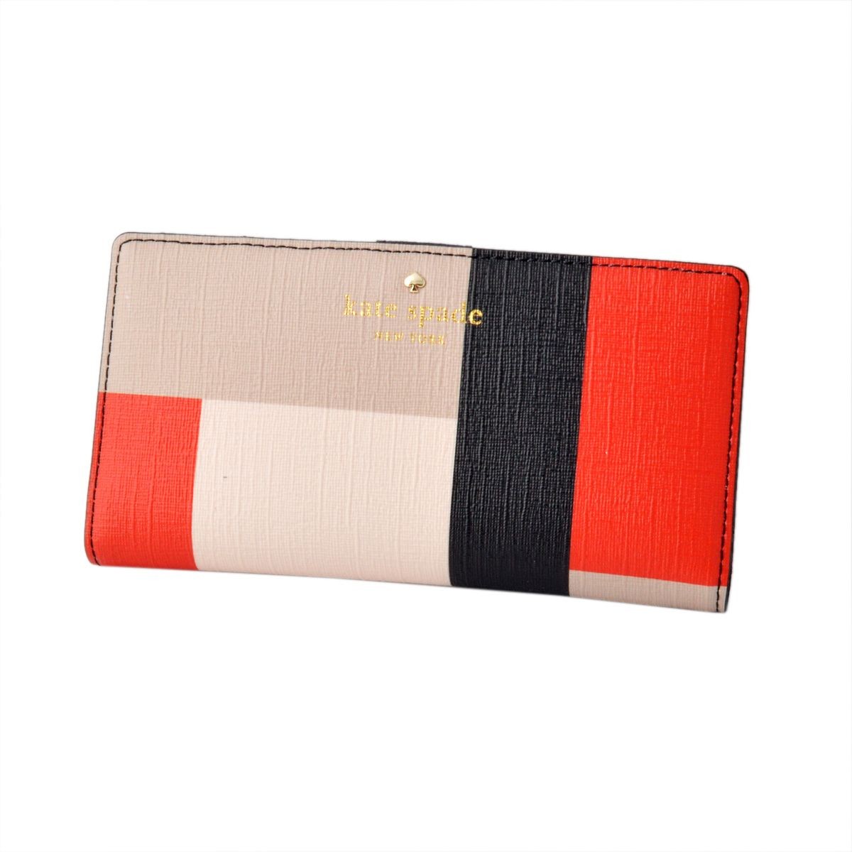 ケイトスペード Kate Spade PWRU4151 606 配色カラー 背面ファスナー小銭入れ＆定期入れ付 二つ折り長財布 EMMA LANE FABRIC stacy