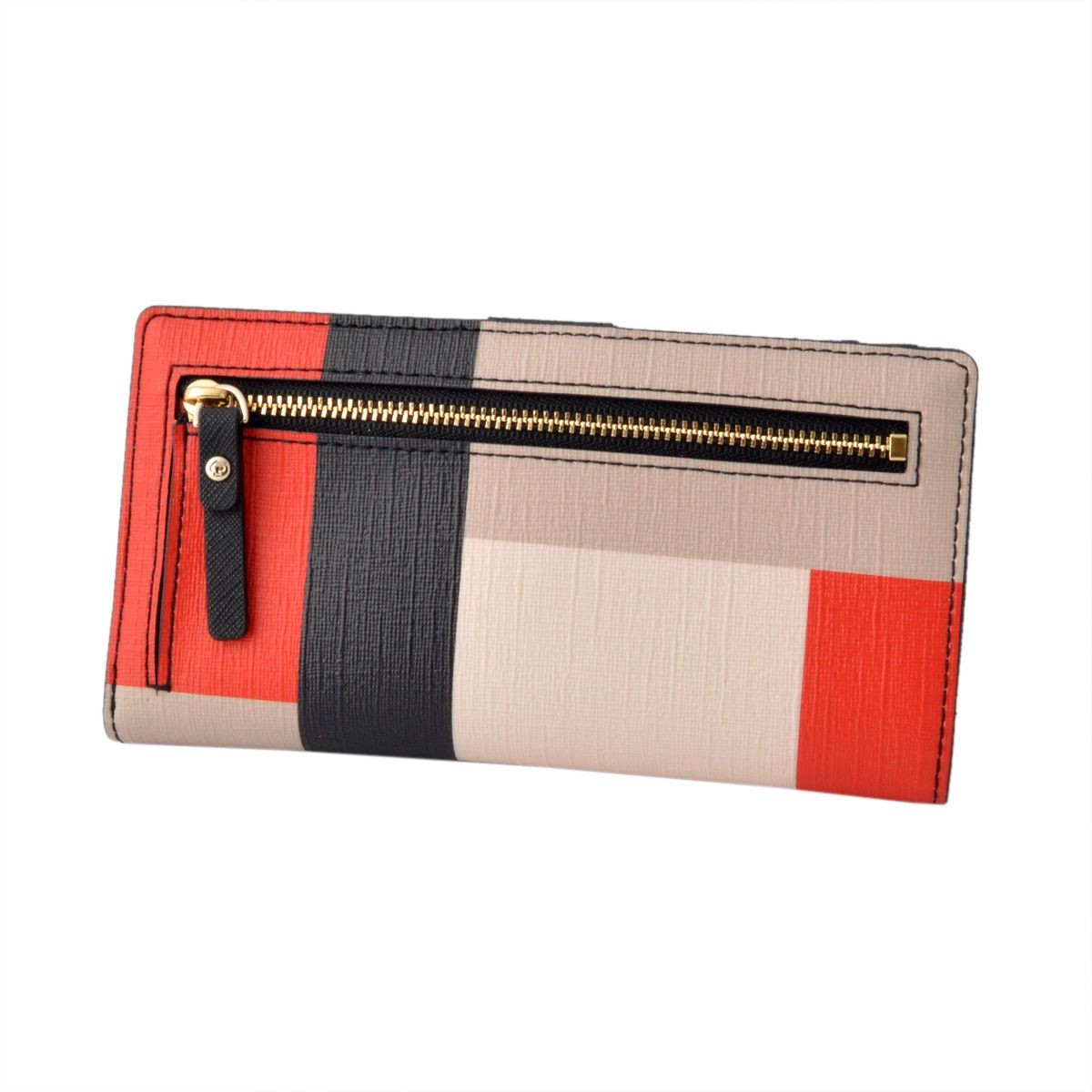 ケイトスペード Kate Spade PWRU4151 606 配色カラー 背面ファスナー小銭入れ＆定期入れ付 二つ折り長財布 EMMA LANE FABRIC stacy