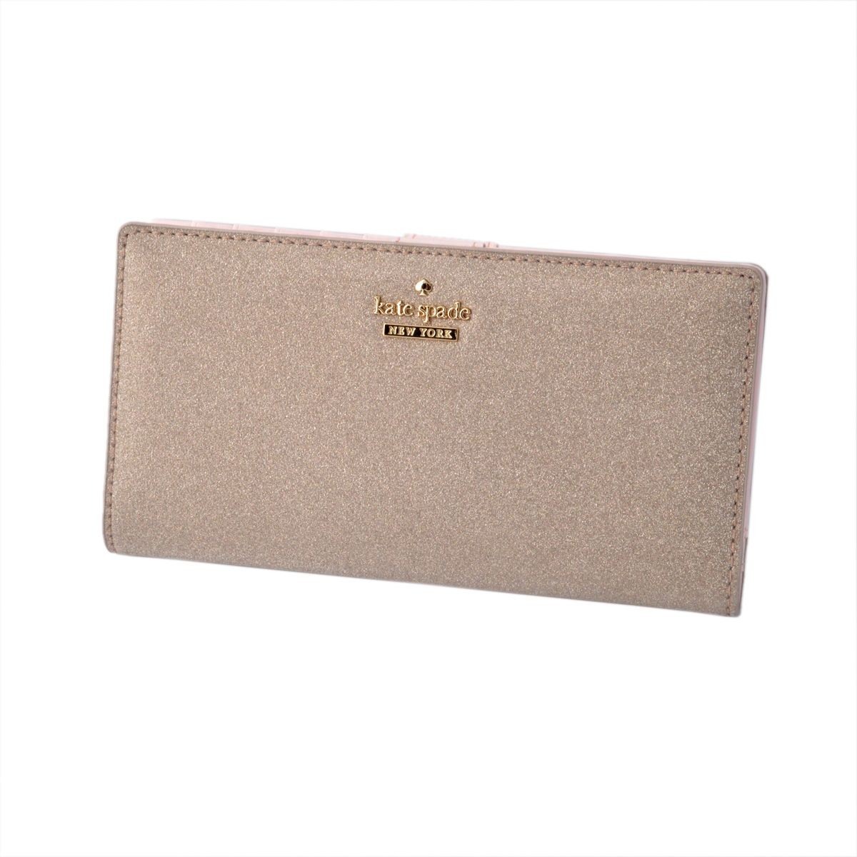 ケイトスペード Kate Spade PWRU5239 705 ラメ入り 背面ファスナー小銭入れ＆定期入れ付 二つ折り長財布 BURGESS COURT stacy
