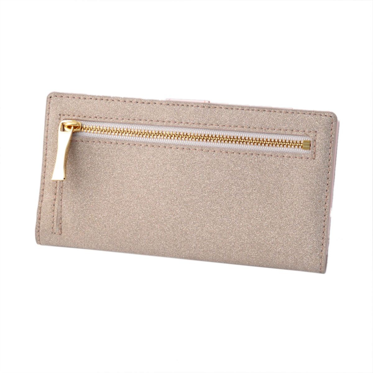ケイトスペード Kate Spade PWRU5239 705 ラメ入り 背面ファスナー小銭入れ＆定期入れ付 二つ折り長財布 BURGESS COURT stacy