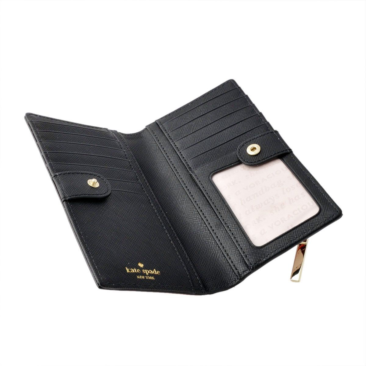 ケイトスペード Kate Spade PWRU5538 258 ローズプリント 背面ファスナー小銭入れ＆定期入れ付 二つ折り長財布 CAMERON STREET ROSES stacy