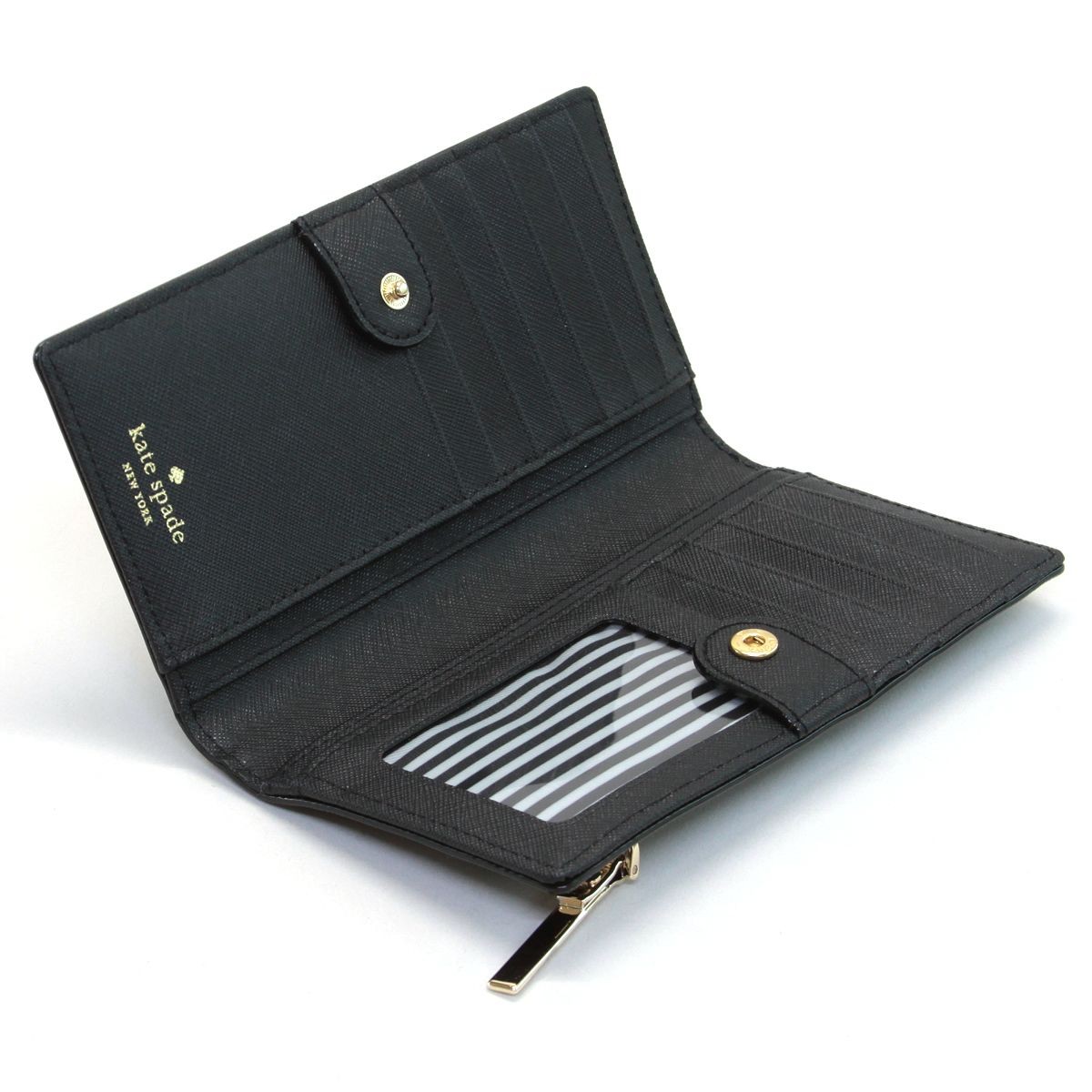 ケイトスペード Kate Spade PWRU5072 001 背面ファスナー小銭入れ＆定期入れ付 二つ折り長財布 CAMERON STREET stacy