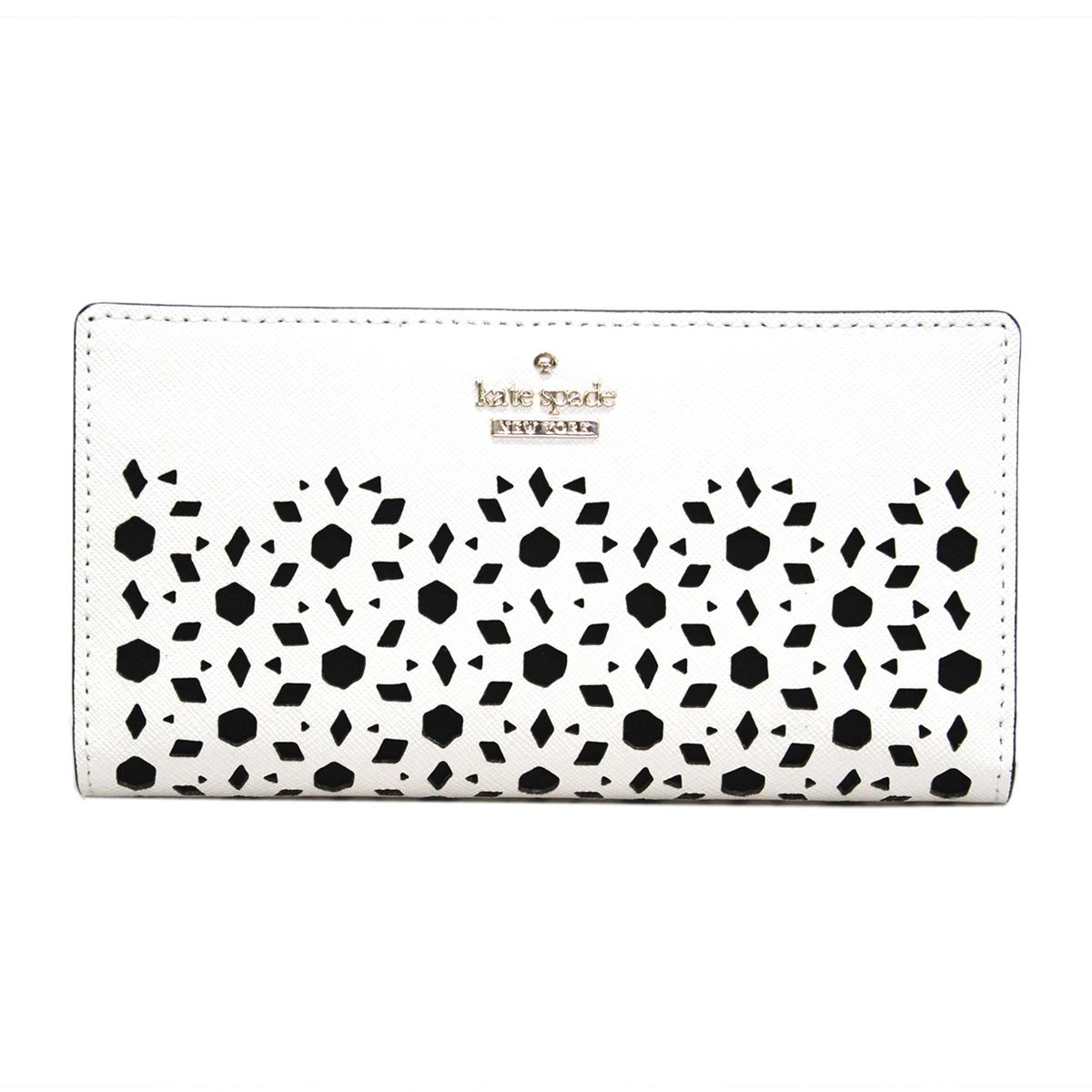 ケイトスペード Kate Spade PWRU5575 139 ランタンモチーフ 型抜き 背面ファスナー小銭入れ＆定期入れ付 二つ折り長財布 CAMERON STREET PERFORATED stacy