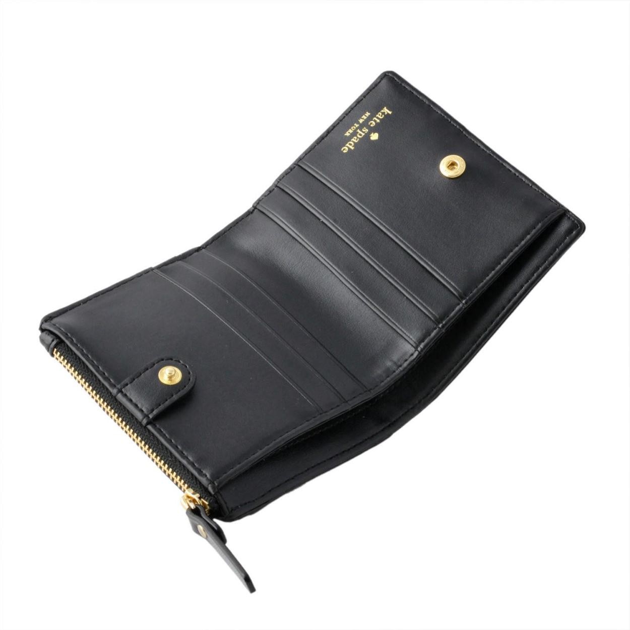 ケイトスペード Kate Spade PWRU5520 974 ボーダー×ドット柄 パスケース付 二つ折り ミニ財布 CAMERON STREET confetti dot adalyn