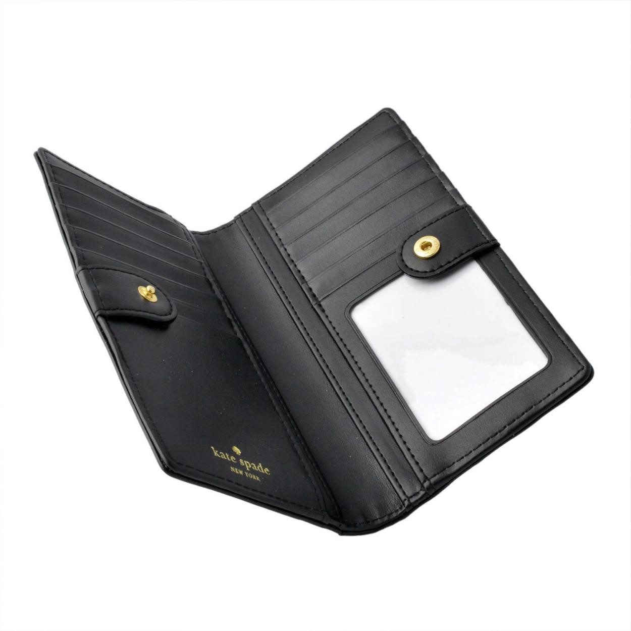 ケイトスペード Kate Spade PWRU5528 974 ボーダー×ドット柄 背面ファスナー小銭入れ＆定期入れ付 二つ折り長財布 CAMERON STREET confetti dot stacy