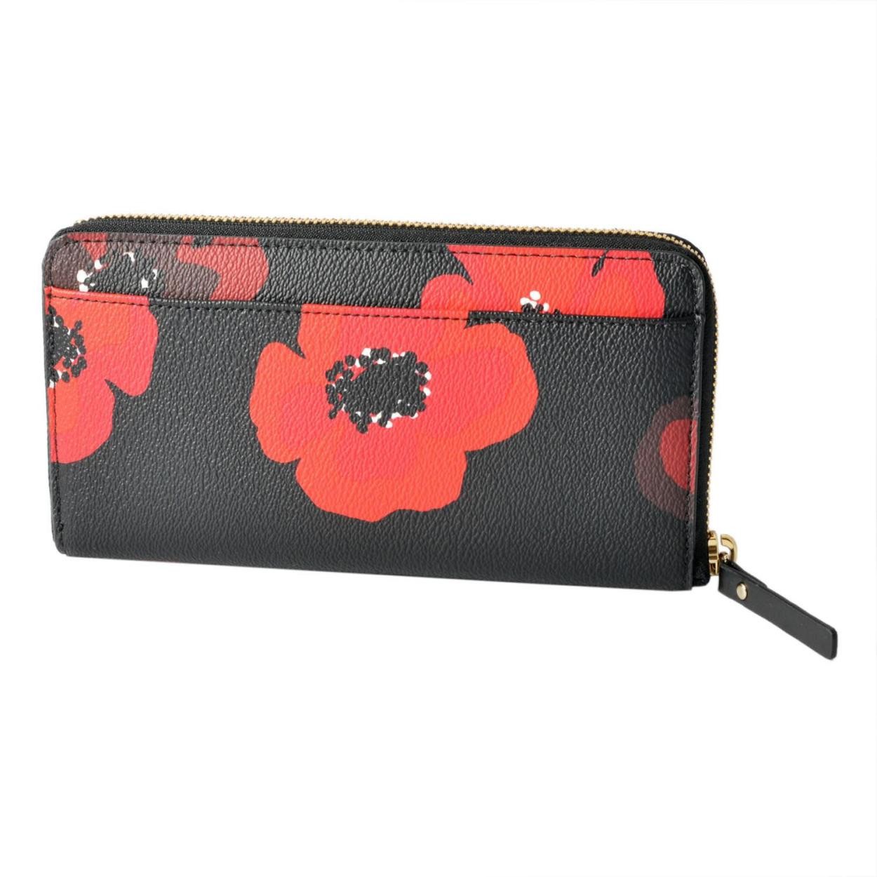 ケイトスペード Kate Spade PWRU5896 098 ポピープリント  取り外し可能な小銭入れ付 ラウンドファスナー長財布 HYDE LANE POPPY michele