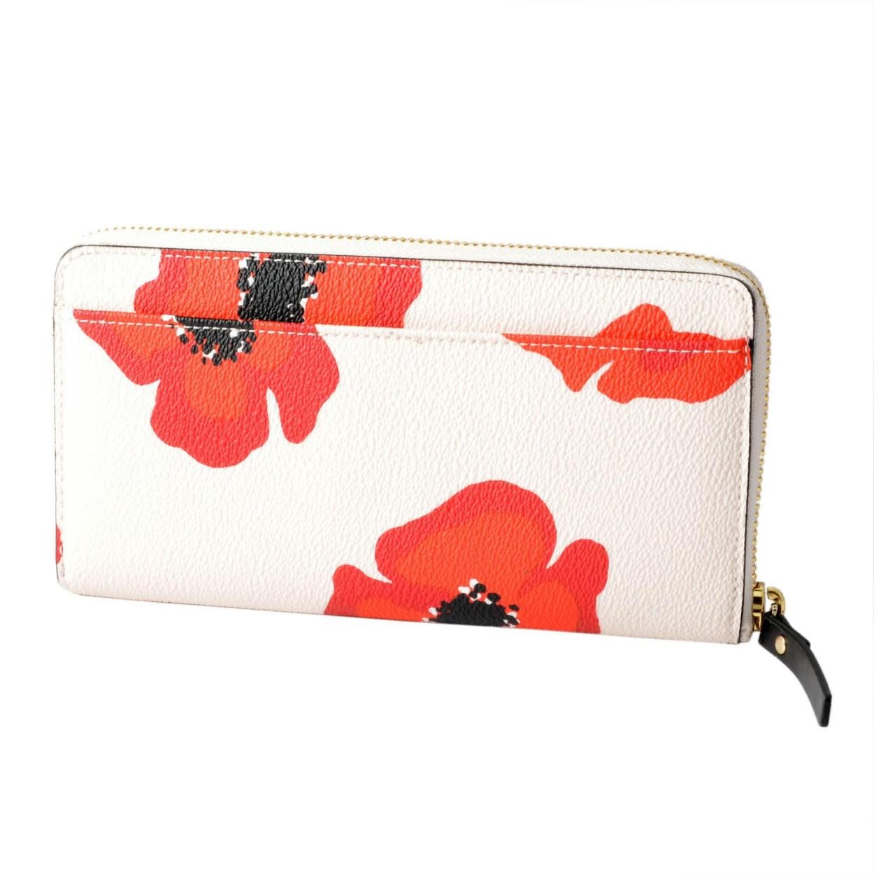 ケイトスペード Kate Spade PWRU5896 642 ポピープリント  取り外し可能な小銭入れ付 ラウンドファスナー長財布 HYDE LANE POPPY michele