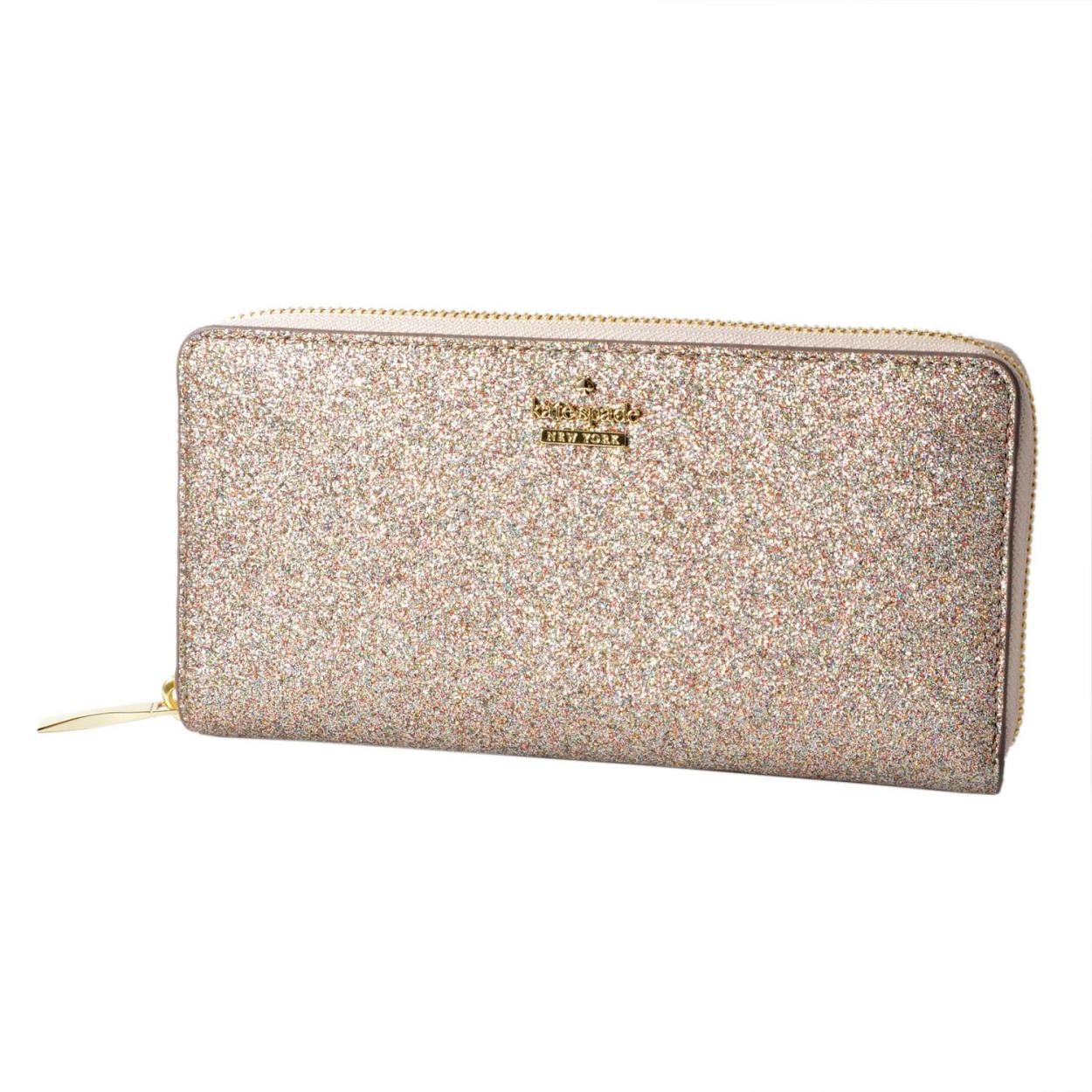 ケイトスペード Kate Spade PWRU5932 974 グリッターラメ ラウンドファスナー長財布 BURGESS COURT lacey