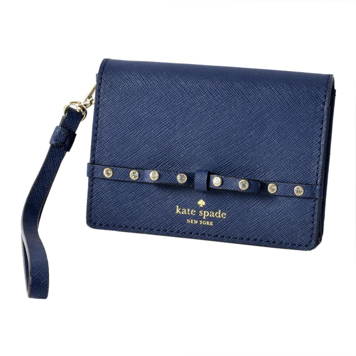 ケイトスペード Kate Spade PWRU5956 449 リボン＆ラインストーン ストラップ付 マルチケース 定期・カード入れ ELLIOTT STREET clemy