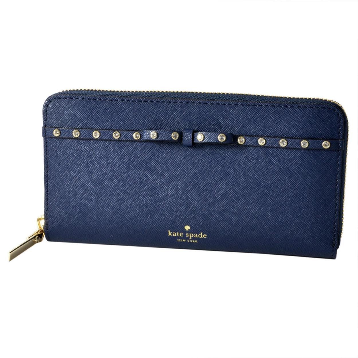 ケイトスペード Kate Spade PWRU5962 449 リボン＆ラインストーン ラウンドファスナー長財布 ELLIOTT STREET lacey