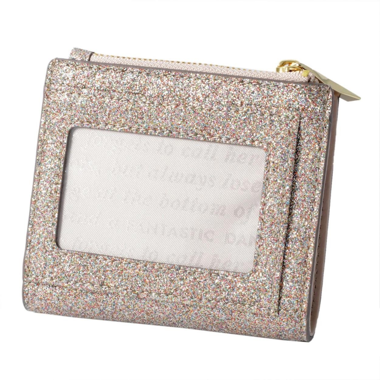 ケイトスペード Kate Spade PWRU6021 974 グリッターラメ パスケース付 二つ折り ミニ財布 BURGESS COURT adalyn