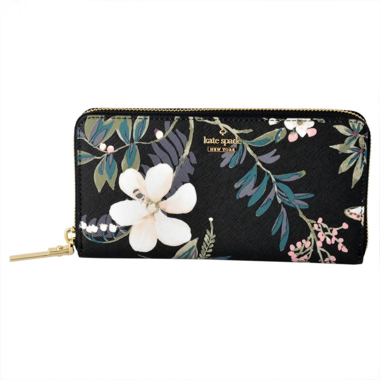 ケイトスペード Kate Spade PWRU6214 098 ボタニカルプリント ラウンドファスナー長財布 CAMERON STREET BOTANICAL lacey