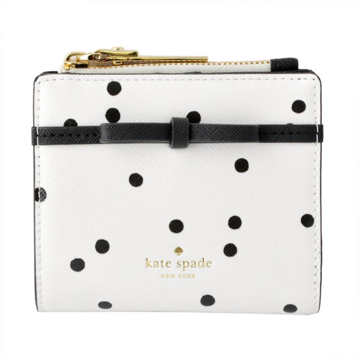 ケイトスペード Kate Spade PWRU6272 149 ドット柄×リボンモチーフ パスケース付 二つ折り ミニ財布 LAKEVIEW ROAD DOT adalyn