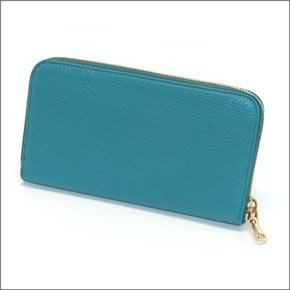 ミュウミュウ  マドラス リボンモチーフ ラウンドファスナー長財布 5M0506 MADRAS FIOCCO TURCHESE