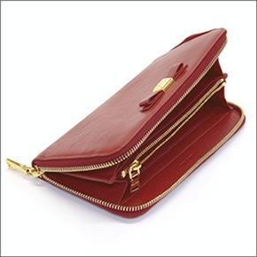 ミュウミュウ  マドラス リボンモチーフ ラウンドファスナー長財布 5M0506 MADRAS FIOCCO FUOCO