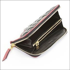 ミュウミュウ  ナッパ バイカーカラー キルティング ラウンドファスナー長財布 5M0506 NAPPA BIKER COLOUR NERO+BIANCO