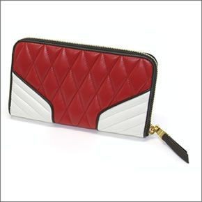 ミュウミュウ  ナッパ バイカーカラー キルティング ラウンドファスナー長財布 5M0506 NAPPA BIKER COLOUR ROSSO+BIANCO