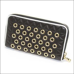 ミュウミュウ  ナッパ ヴェレ パンチング ラウンドファスナー長財布 5M0506 NAPPA VELE NERO