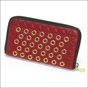 ミュウミュウ  ナッパ ヴェレ パンチング ラウンドファスナー長財布 5M0506 NAPPA VELE ROSSO