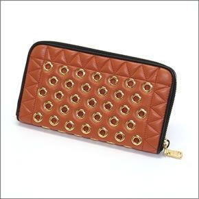ミュウミュウ  ナッパ ヴェレ パンチング ラウンドファスナー長財布 5M0506 NAPPA VELE PAPAYA