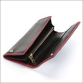 ミュウミュウ  ナッパ バイカーカラー キルティング 二つ折り長財布 5M1109 NAPPA BIKER COLOUR NERO+BIANCO