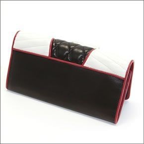 ミュウミュウ  ナッパ バイカーカラー キルティング 二つ折り長財布 5M1109 NAPPA BIKER COLOUR NERO+BIANCO