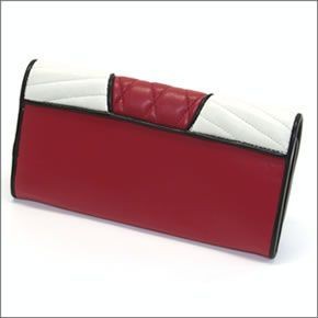 ミュウミュウ  ナッパ バイカーカラー キルティング 二つ折り長財布 5M1109 NAPPA BIKER COLOUR ROSSO+BIANCO