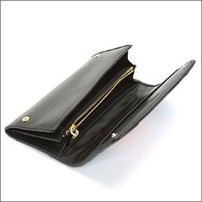 ミュウミュウ  ナッパ バイカーカラー キルティング 二つ折り長財布 5M1109 NAPPA BIKER COLOUR PAPAYA+NERO