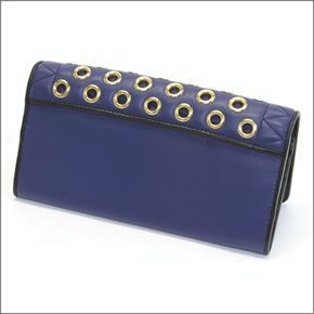 ミュウミュウ  ナッパ ヴェレ パンチング 二つ折り長財布 5M1109 NAPPA VELE INCHIOSTRO