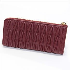 ミュウミュウ  マテラッセ ギャザー L字ファスナー長財布 5M1183 MATELASSE RUBINO
