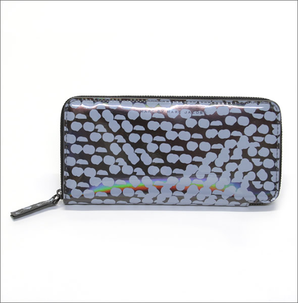 マークバイマークジェイコブス TecHno Slim Zippy テクノ ホログラフィック ラウンドファスナー長財布 メタリックミラー ガンメタル ≪2014SS≫ M0002239 80672 GUNMETAL MULTI