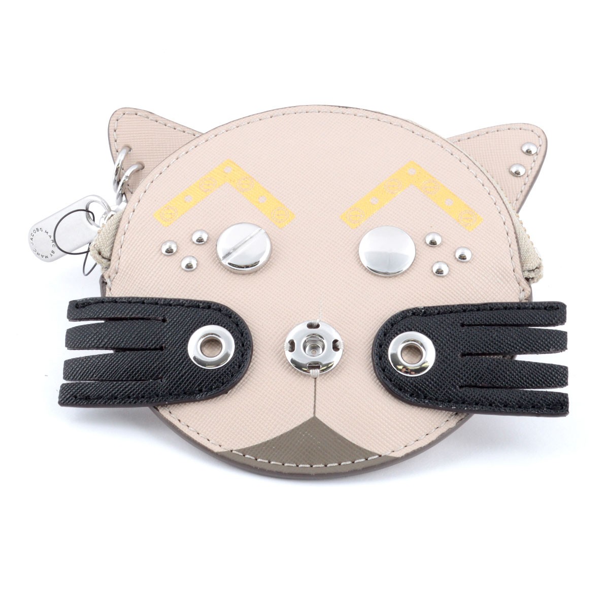 マークバイマークジェイコブス MARC BY MARC JACOBS M0007235-117 Papyrus Multi Screwed Up Faces Gato Head Case 猫フェイスモチーフ スタッズ コインケース 小銭入れ マルチポーチ ≪2015AW≫