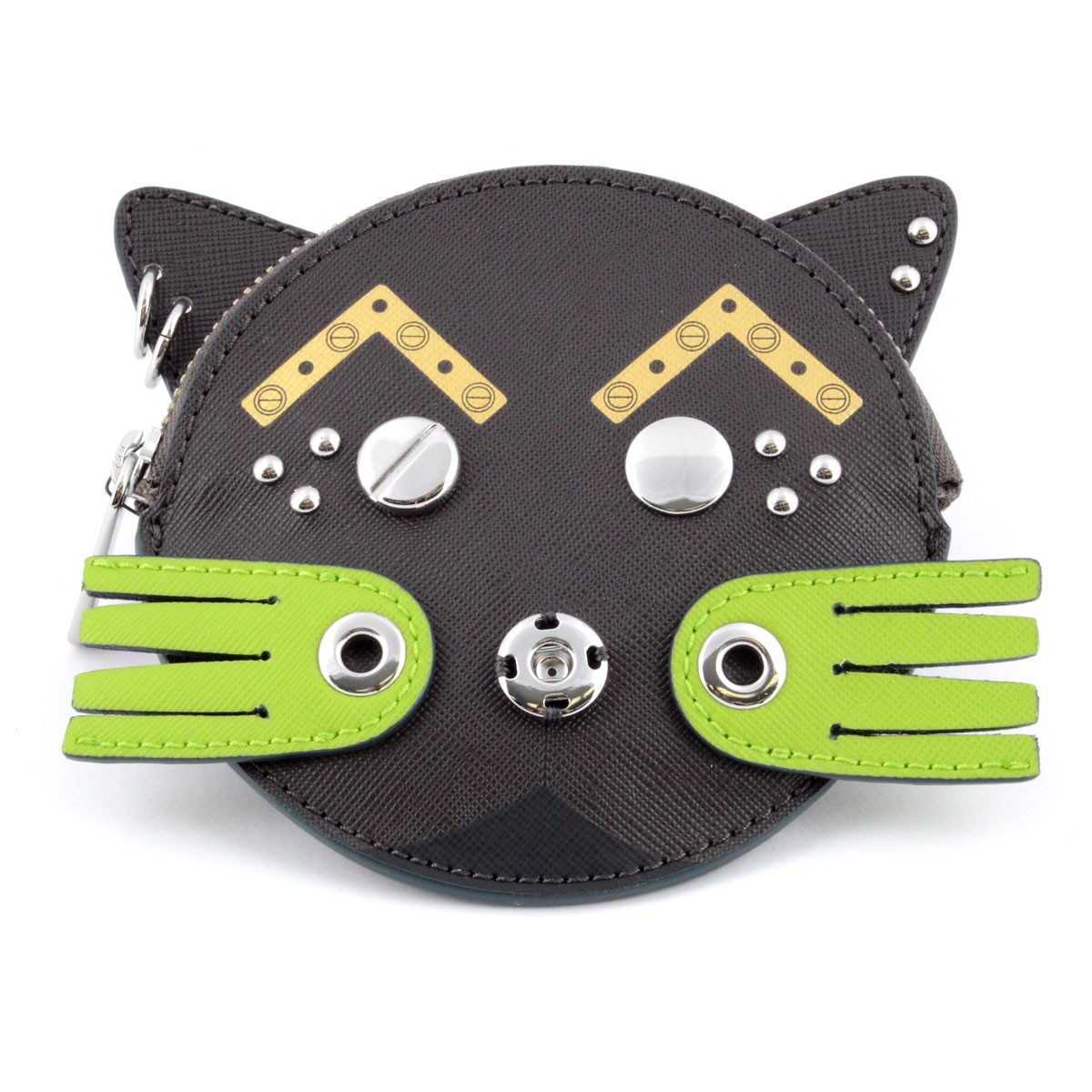 マークバイマークジェイコブス MARC BY MARC JACOBS M0007235-972 Faded Aluminum Multi Screwed Up Faces Gato Head Case 猫フェイスモチーフ スタッズ コインケース 小銭入れ マルチポーチ ≪2015AW≫