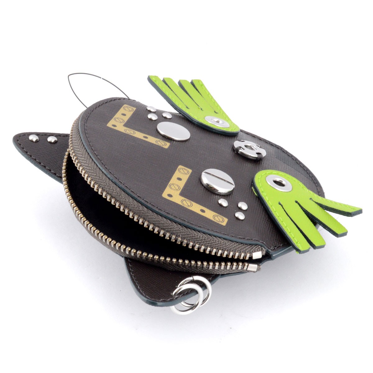 マークバイマークジェイコブス MARC BY MARC JACOBS M0007235-972 Faded Aluminum Multi Screwed Up Faces Gato Head Case 猫フェイスモチーフ スタッズ コインケース 小銭入れ マルチポーチ ≪2015AW≫