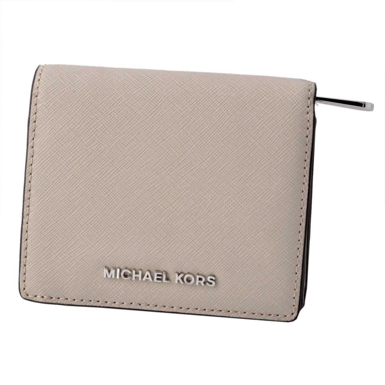 マイケルコース MICHAEL KORS 32T6STVD2L Cement パスケース付 二つ折り財布 カードケース JET SET TRAVEL