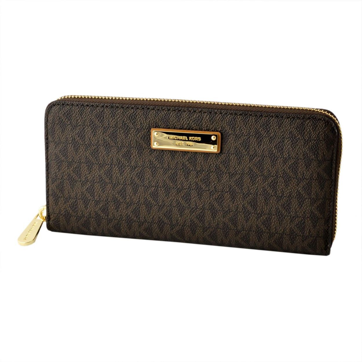 マイケルコース MICHAEL KORS 32S72JSZ3B Brown シグネチャー柄 ラウンドファスナー長財布 JET SET ITEM
